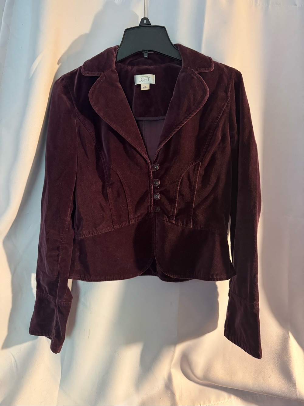 Ann Taylor Velvet Blazer in Deep Burgundy